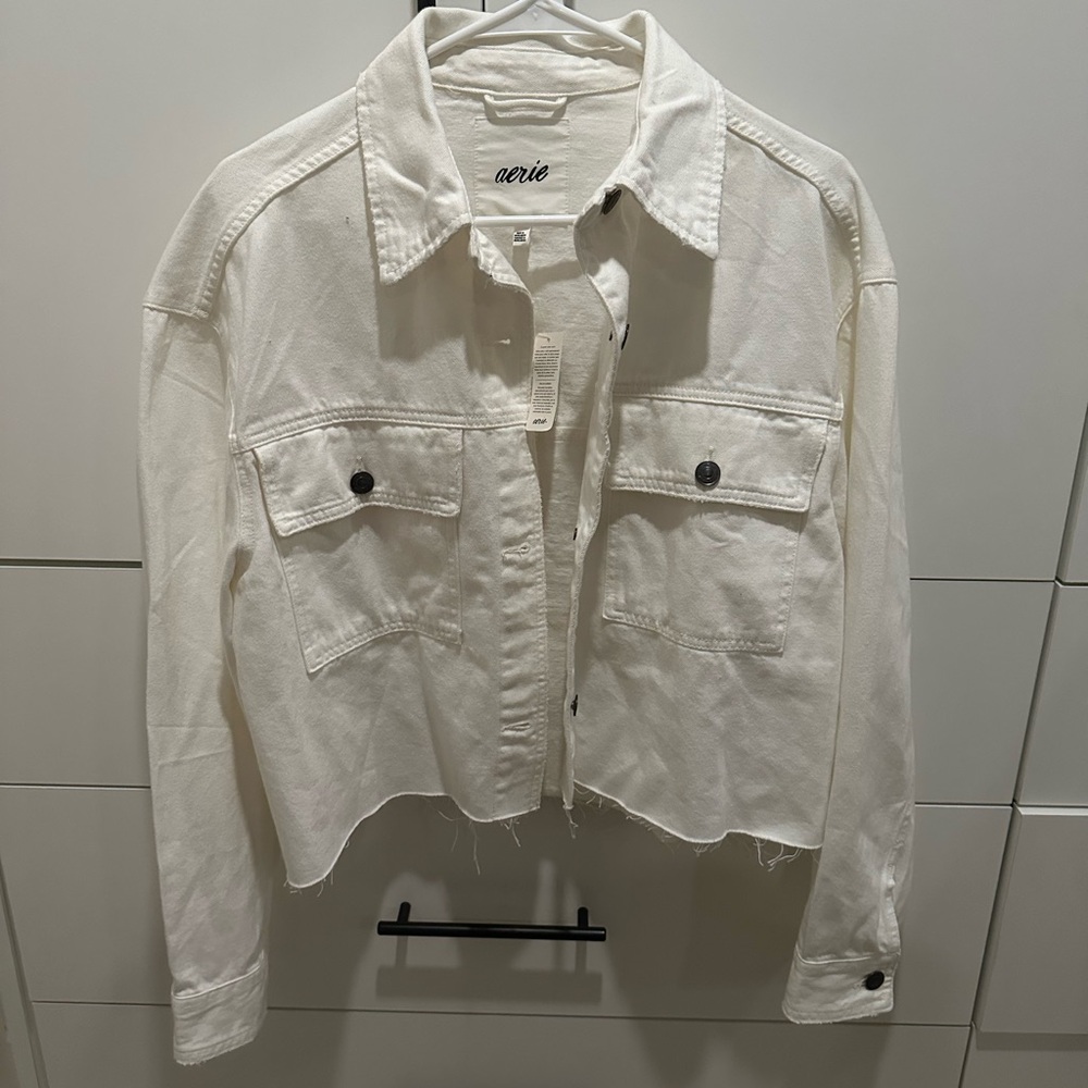 Aerie Women's Cream Denim Jacket